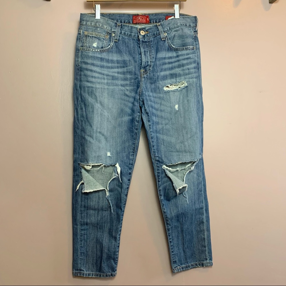 LUCKY BRAND DYLAN BOYFRIEND SUPER DISTRESSED JEANS